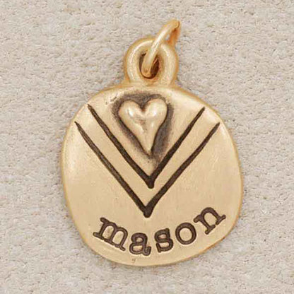 Heart with Chevron Charm (14K Solid Gold)