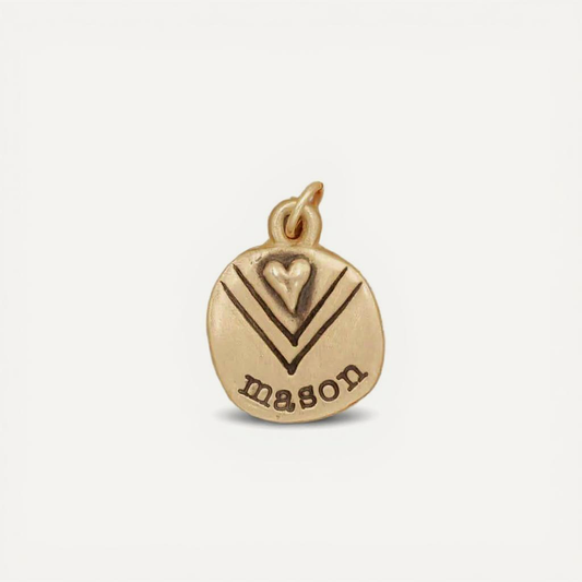 Heart with Chevron Charm (Gold Plated)