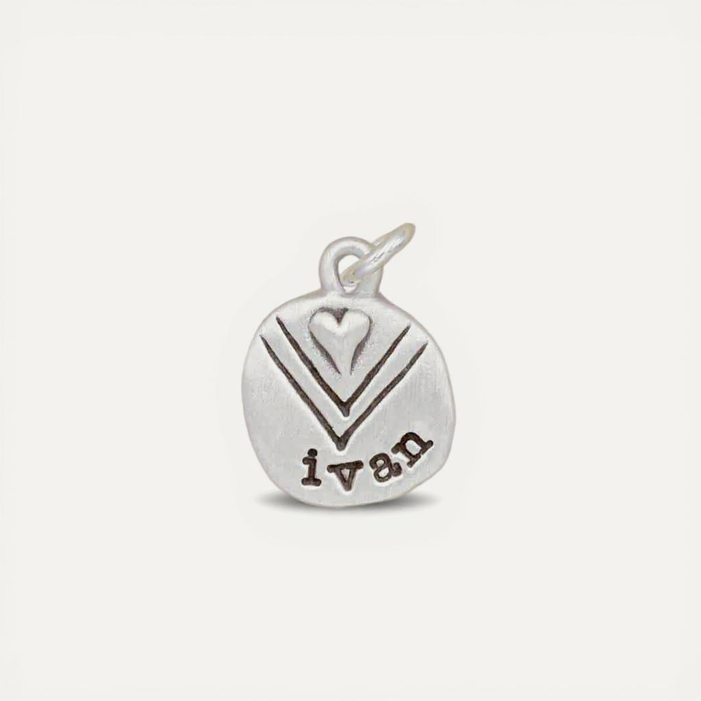 Heart with Chevron Charm (Sterling Silver)