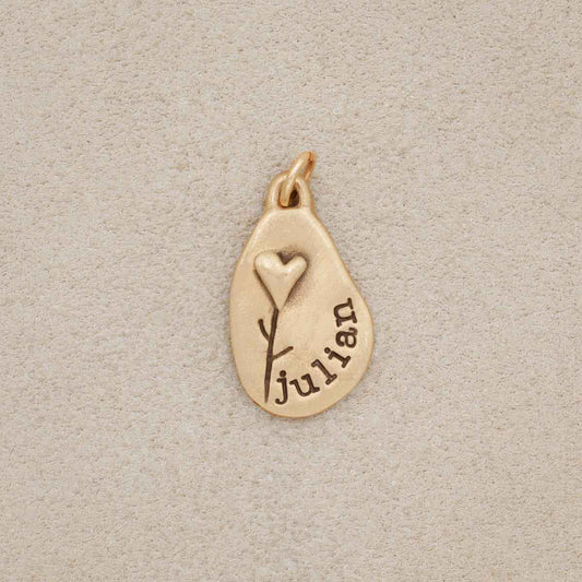 Heart with Flower Charm (14K Solid Gold)
