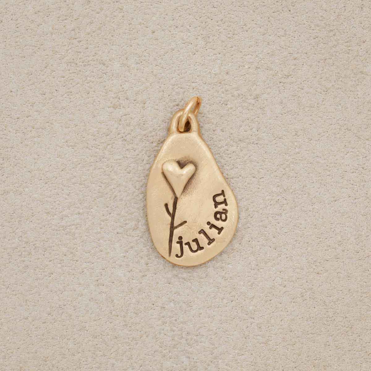 Heart with Flower Charm (10K Solid Gold)