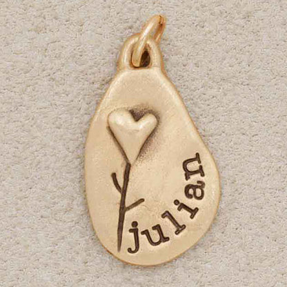Heart with Flower Charm (Gold Plated)
