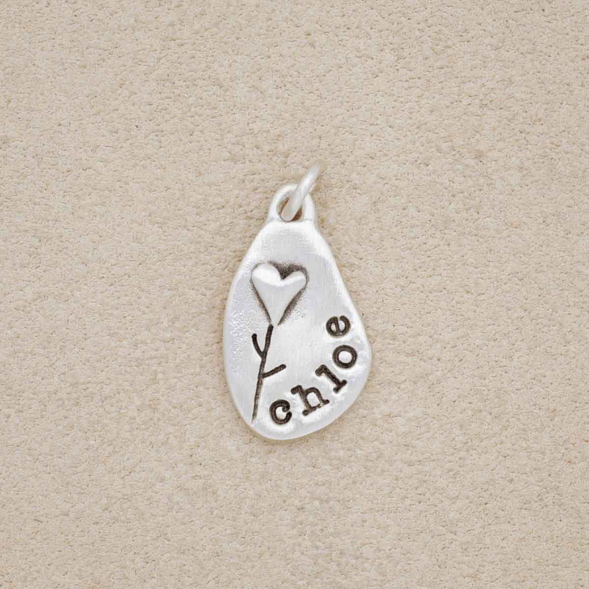 Heart with Flower Charm (Sterling Silver)