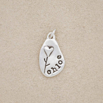 Heart with Flower Charm (Sterling Silver)