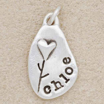 Heart with Flower Charm (Sterling Silver)