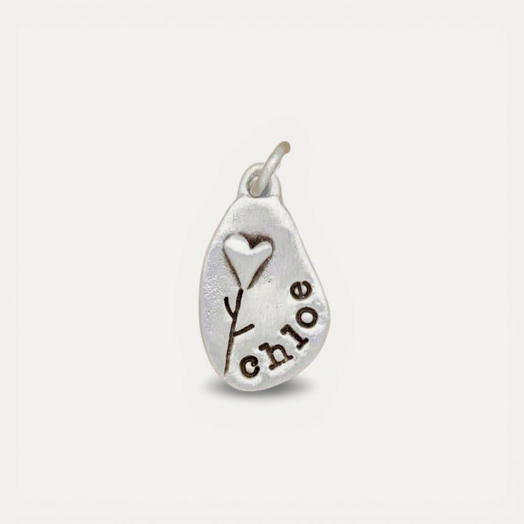 Heart with Flower Charm (Sterling Silver)