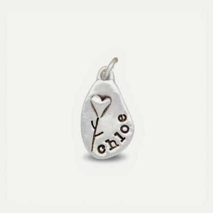 Heart with Flower Charm (Sterling Silver)