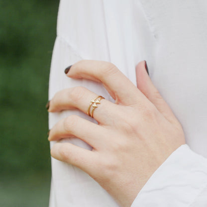 Sweet Love Ring - Two Hearts (Gold Vermeil)