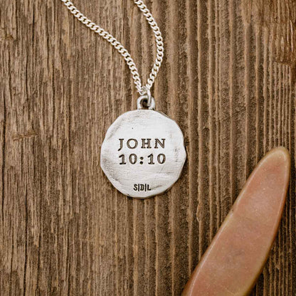 John 10:10 Necklace (Antiqued Sterling Silver)