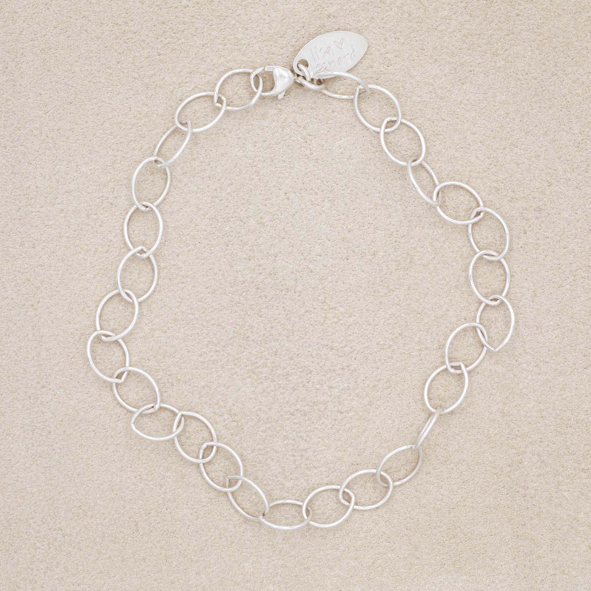 Large Round Link Bracelet Chain (Sterling Silver)