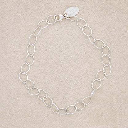 Large Round Link Bracelet Chain (Sterling Silver)