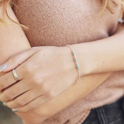 girl wearing sterling silver Lighthearted Turquoise Bracelet 