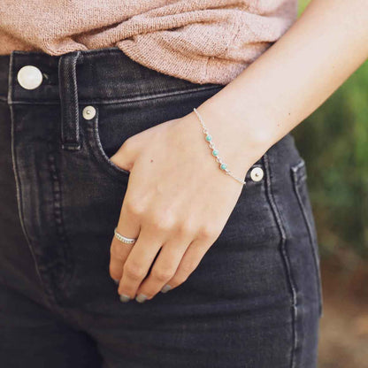 girl wearing sterling silver Lighthearted Turquoise Bracelet 