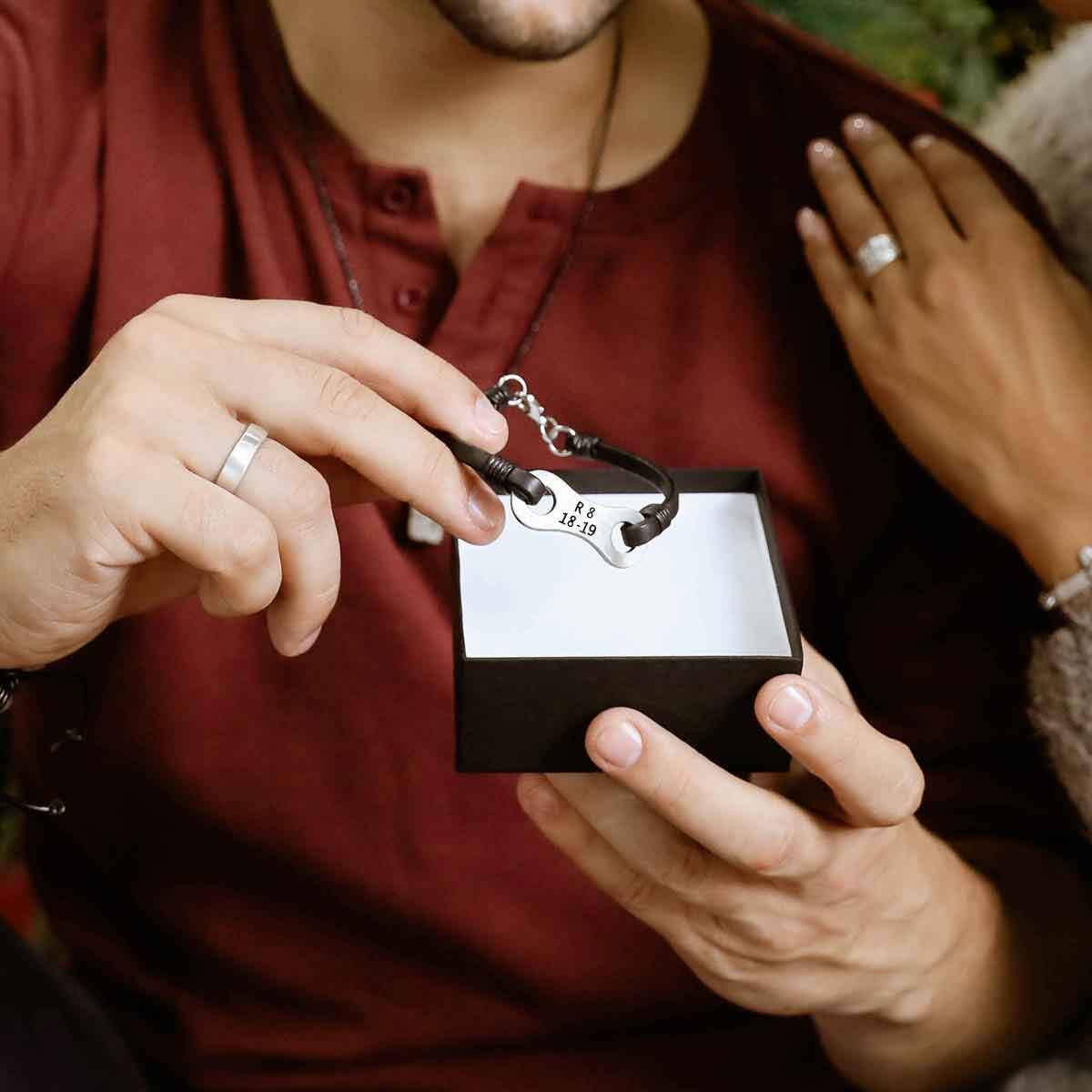 guy wearing a Linked Together Verse Bracelet