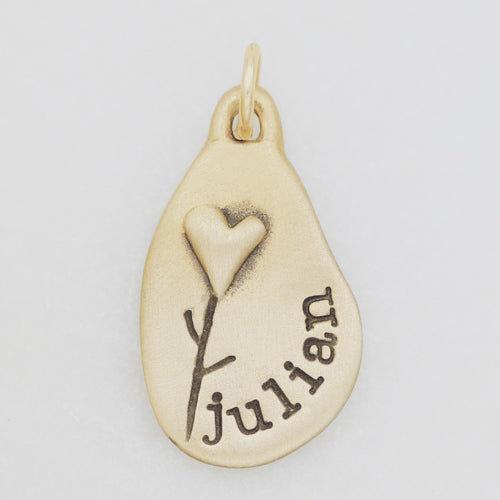 Heart with Flower Charm (Gold Plated)