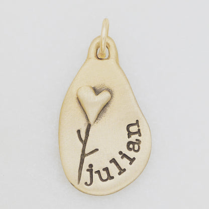 Heart with Flower Charm (Gold Plated)