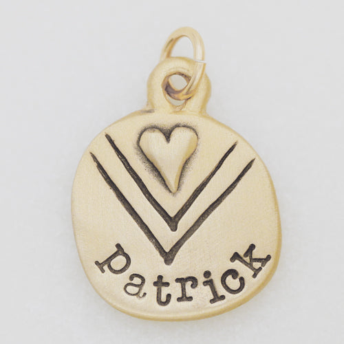 Heart with Chevron Charm (14K Solid Gold)