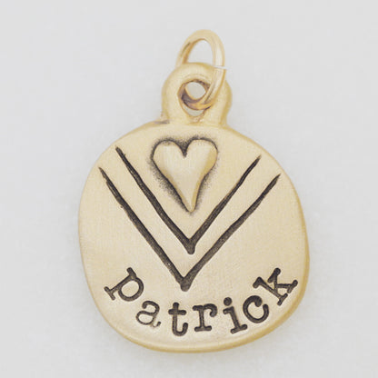 Heart with Chevron Charm (14K Solid Gold)