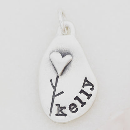 Heart with Flower Charm (Sterling Silver)