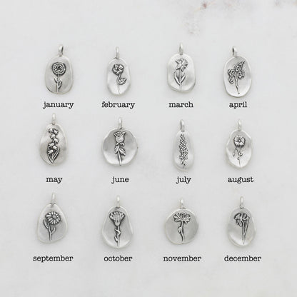 July Birth Flower Charm (Sterling Silver)