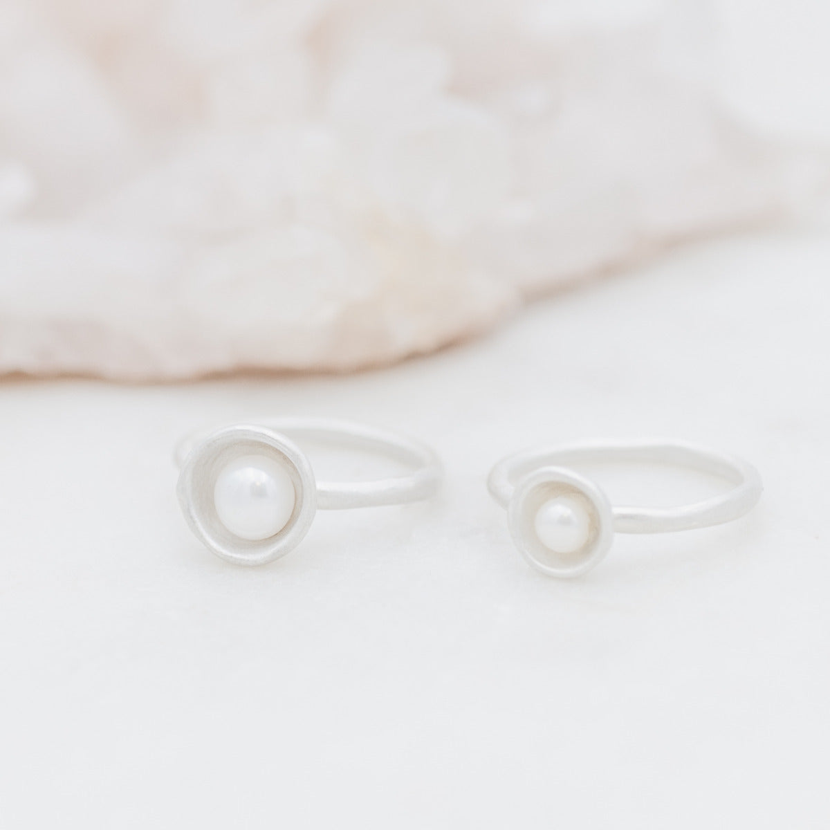 Nesting Freshwater Small Pearl Ring (Sterling Silver)