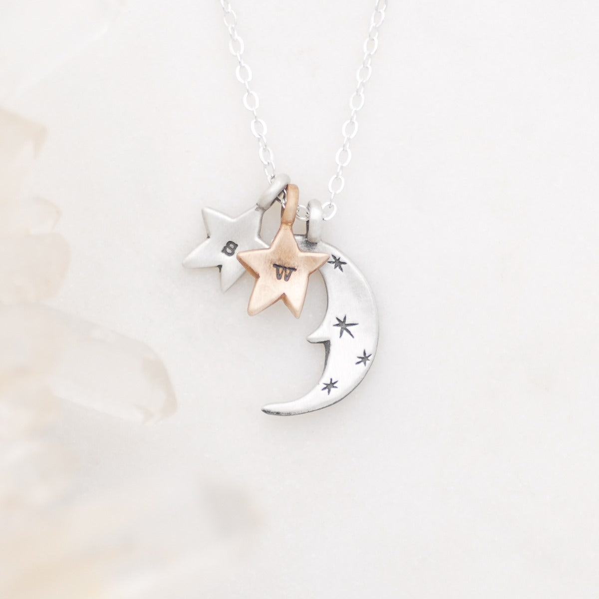 Twinkle Little Stars Necklace (Sterling Silver & Brass)