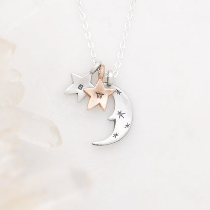 Twinkle Little Stars Necklace (Sterling Silver & Brass)