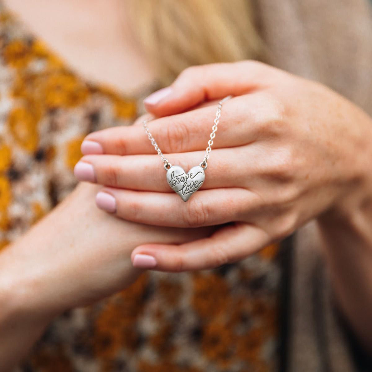 Brave Love® Emblem Necklace (Pewter) - Lisa Leonard Designs