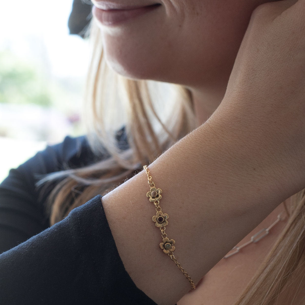 Mother's Birthstone Bloom Bracelet (Gold Plated)