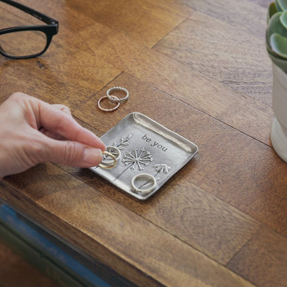 Be You Necklace and Keepsake Dish Gift Bundle (Pewter)