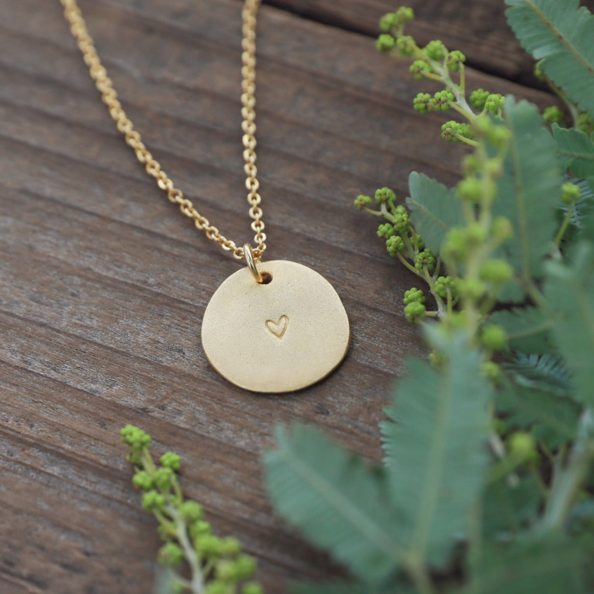 Small and Mighty Heart Disc Necklace (Gold Plated) - Lisa Leonard Designs