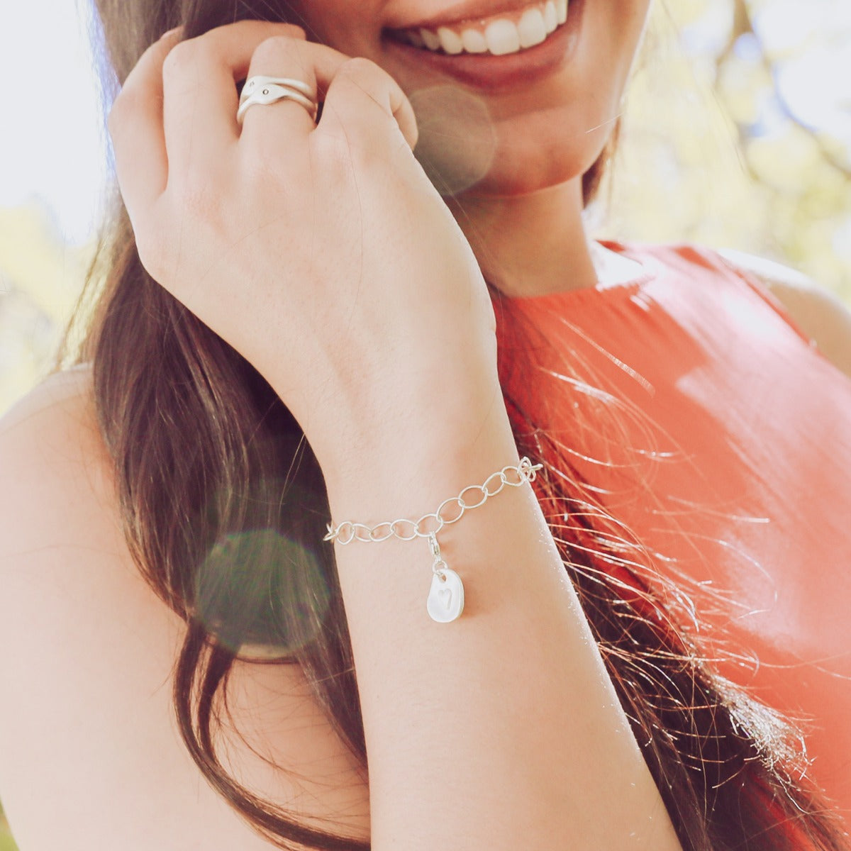 Large Round Link Bracelet Chain (Sterling Silver)