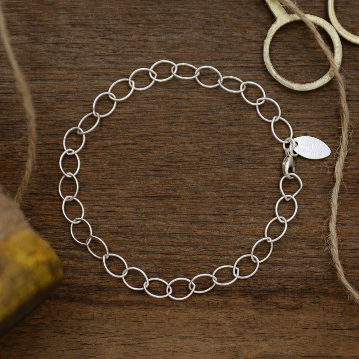 Large Round Link Bracelet Chain (Sterling Silver)