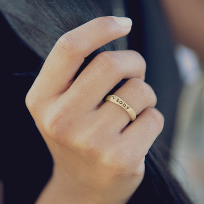Furry Footprint Stacking Ring (14K Solid Gold)