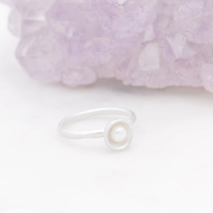 Nesting Freshwater Small Pearl Ring (Sterling Silver)