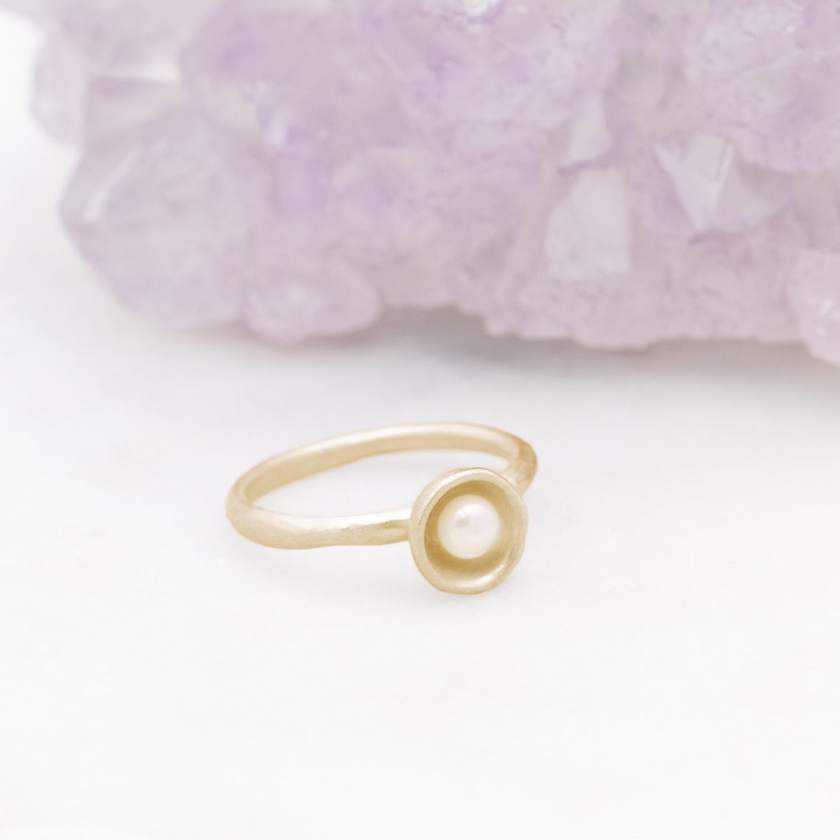Nesting Freshwater Small Pearl Ring (14K Solid Gold)