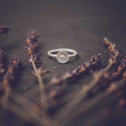 Nesting Freshwater Small Pearl Ring (Sterling Silver)