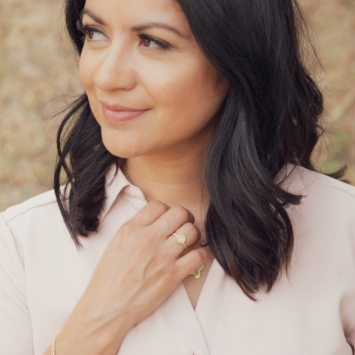 Nesting Freshwater Small Pearl Ring (14K Solid Gold)