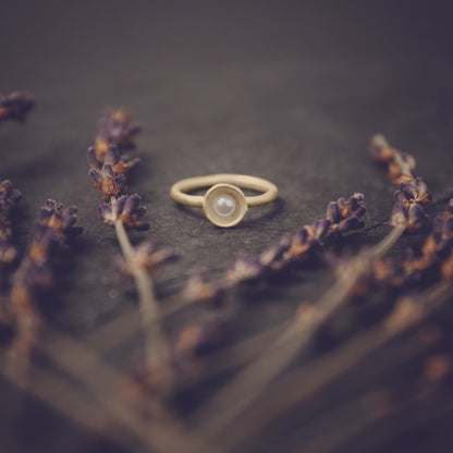 Nesting Freshwater Small Pearl Ring (14K Solid Gold)