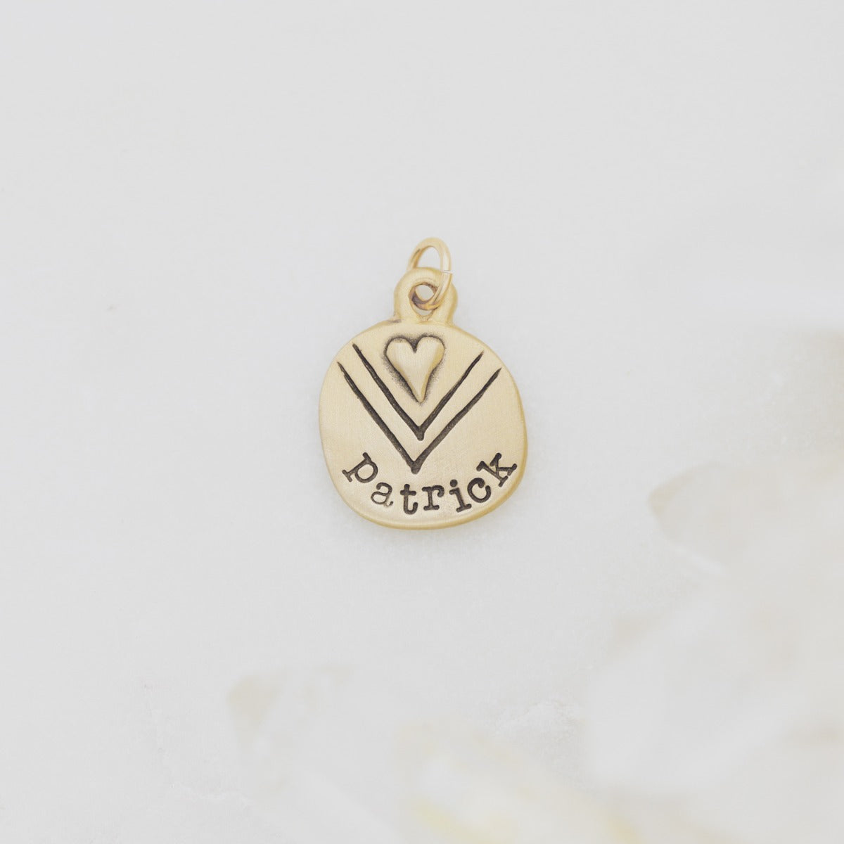Heart with Chevron Charm (14K Solid Gold)