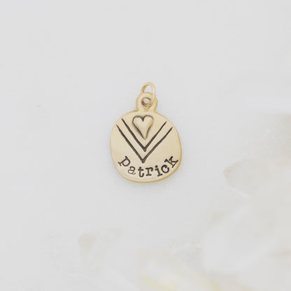 Heart with Chevron Charm (14K Solid Gold)
