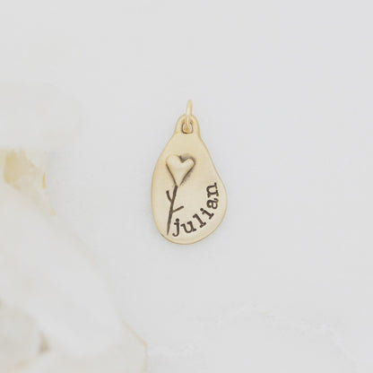 Heart with Flower Charm (Gold Plated)