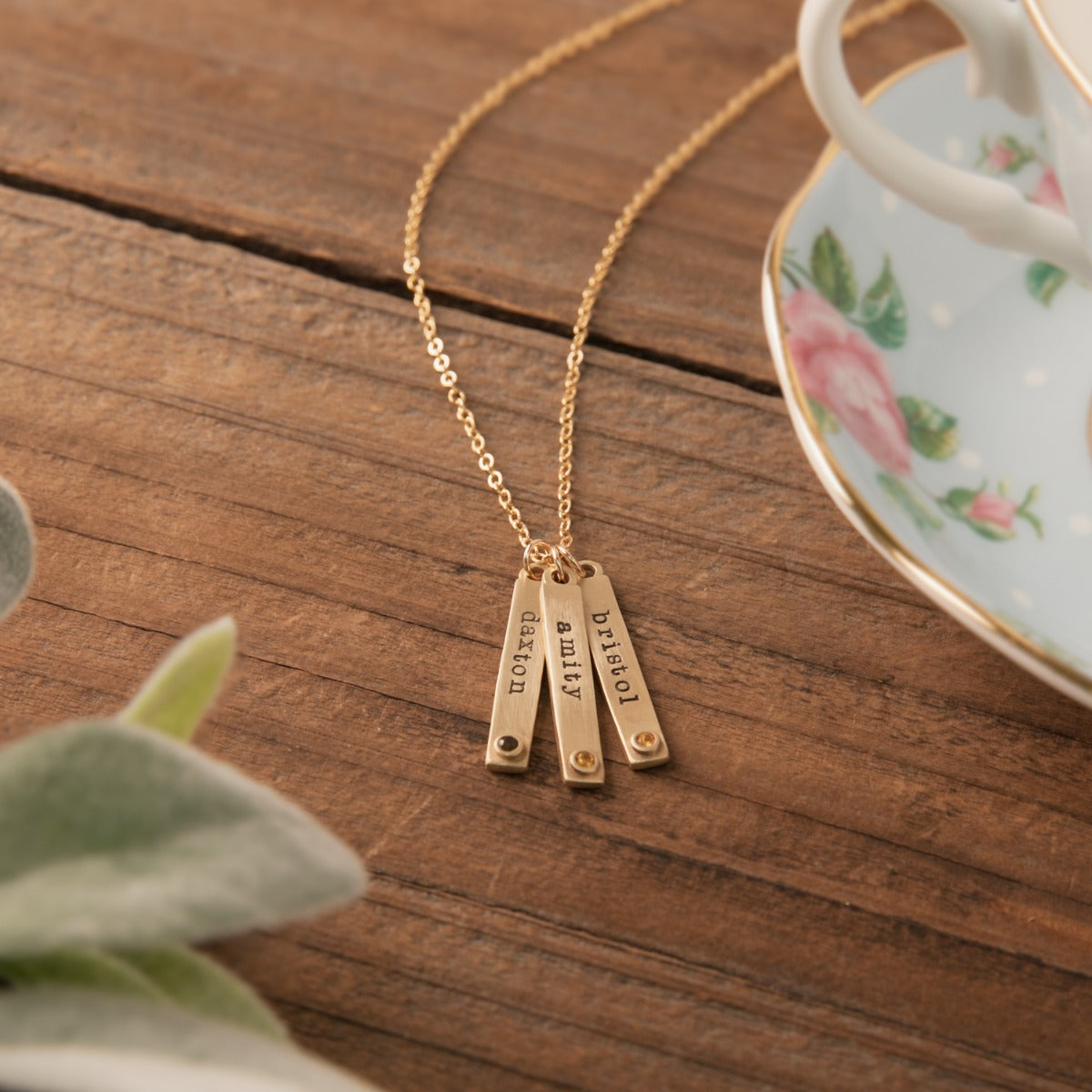 Bezel Birthstone Necklace (14K Yellow Gold)