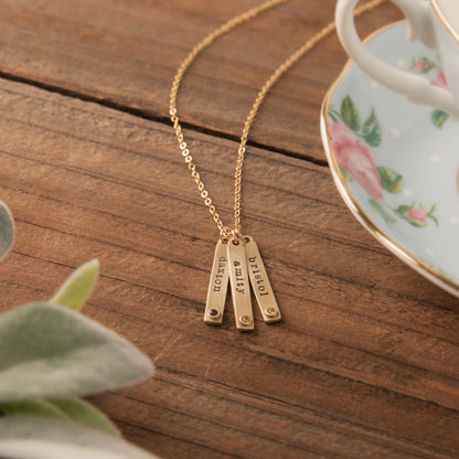 Bezel Birthstone Necklace (14K Yellow Gold)