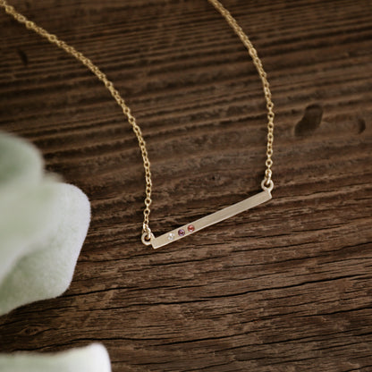 Cross Bar Birthstone Necklace (Gold Vermeil)