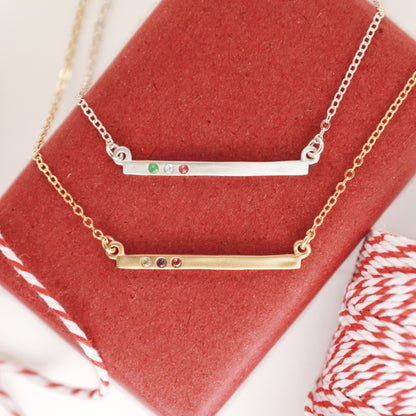 Cross Bar Birthstone Necklace (Gold Vermeil)
