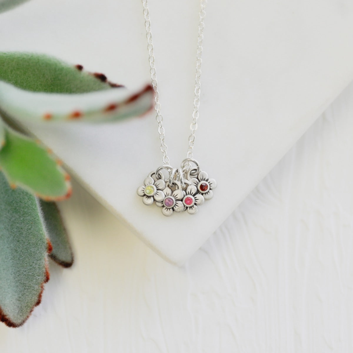 Birthstone Bloom Necklace (Sterling Silver)