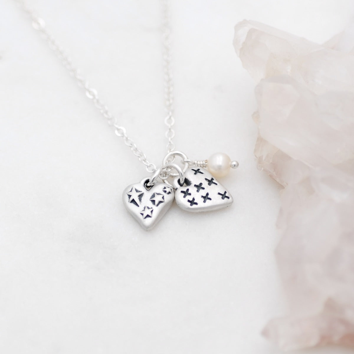 Light + Bright Hearts Necklace (Sterling Silver)