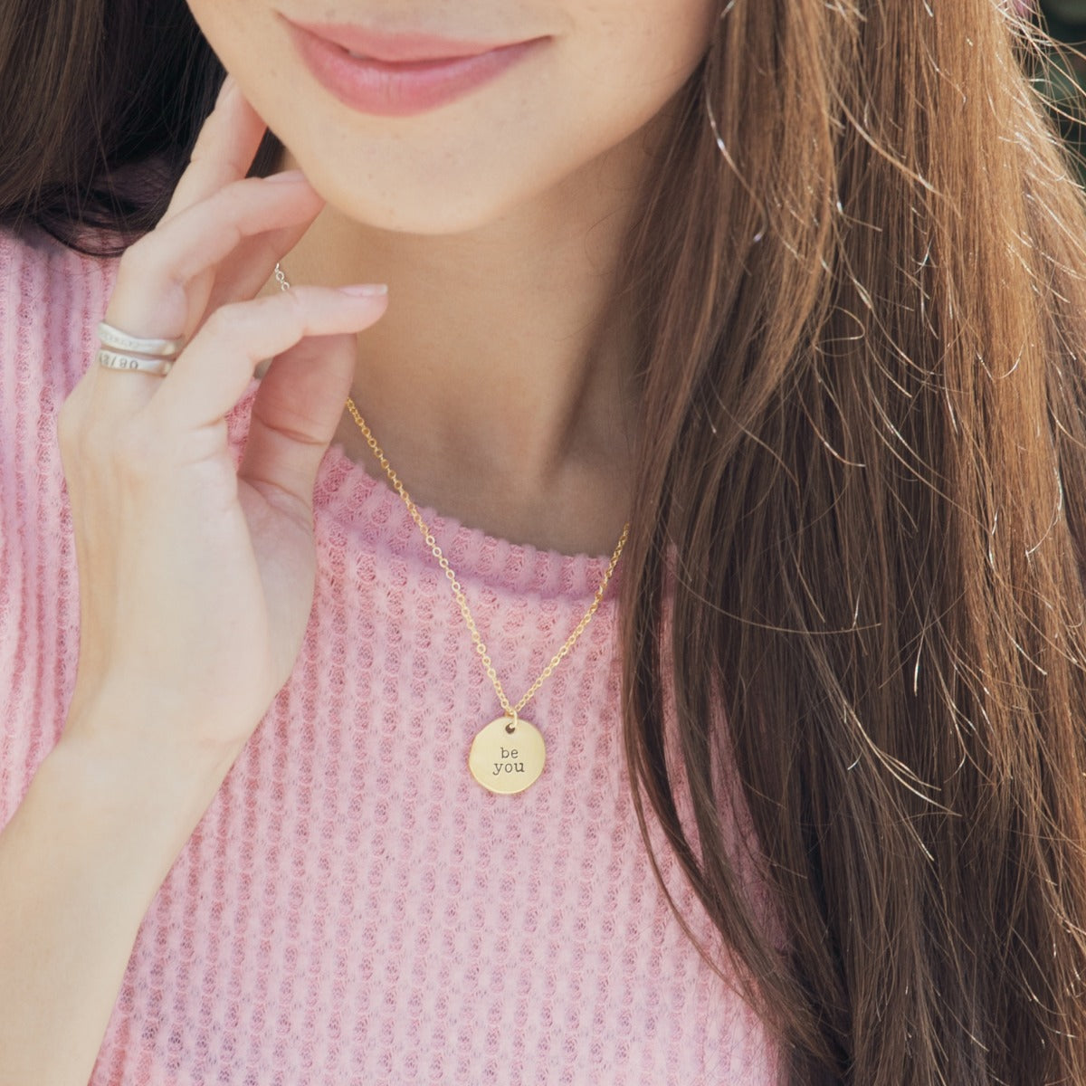 Be You Disc Necklace (10K Solid Gold)