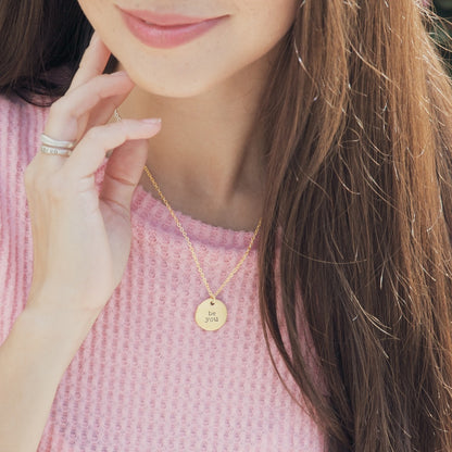 Be You Disc Necklace (10K Solid Gold)